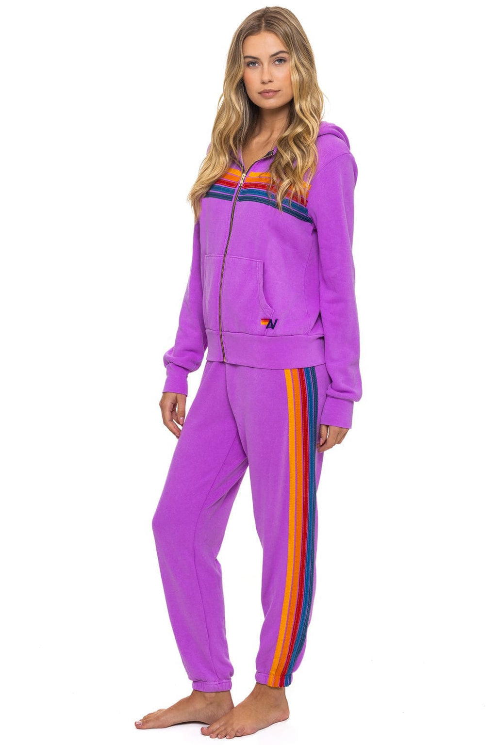 Classic 5 STRIPE HOODIE - NEON PURPLE