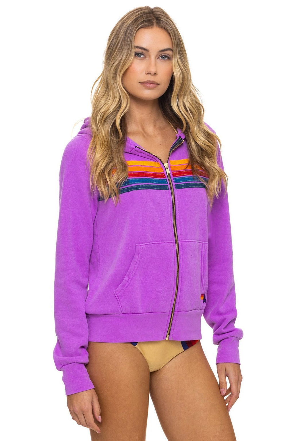 Classic 5 STRIPE HOODIE - NEON PURPLE