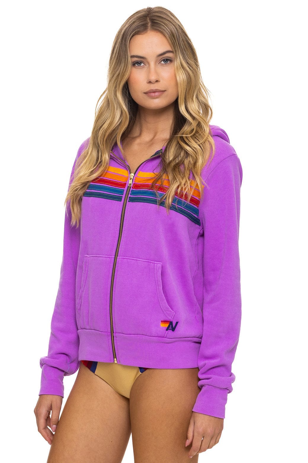 Classic 5 STRIPE HOODIE - NEON PURPLE