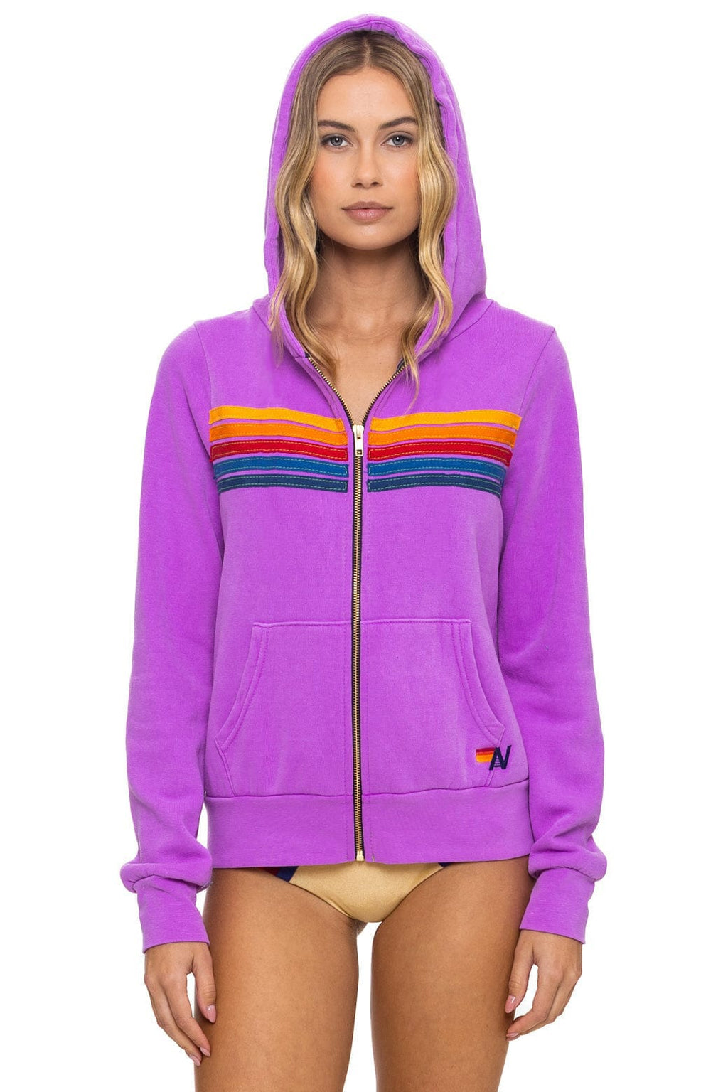 Classic 5 STRIPE HOODIE - NEON PURPLE