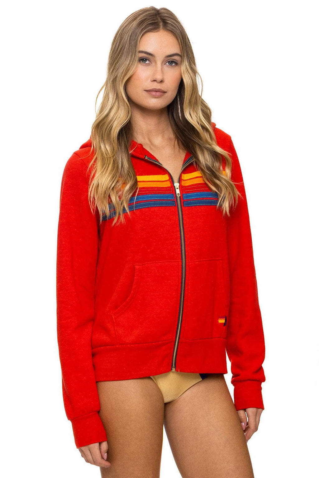 Classic 5 STRIPE HOODIE - RED