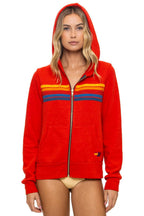 Classic 5 STRIPE HOODIE - RED