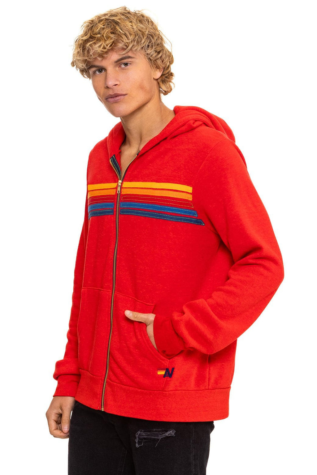 Classic 5 STRIPE HOODIE - RED