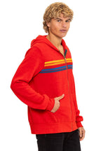 Classic 5 STRIPE HOODIE - RED