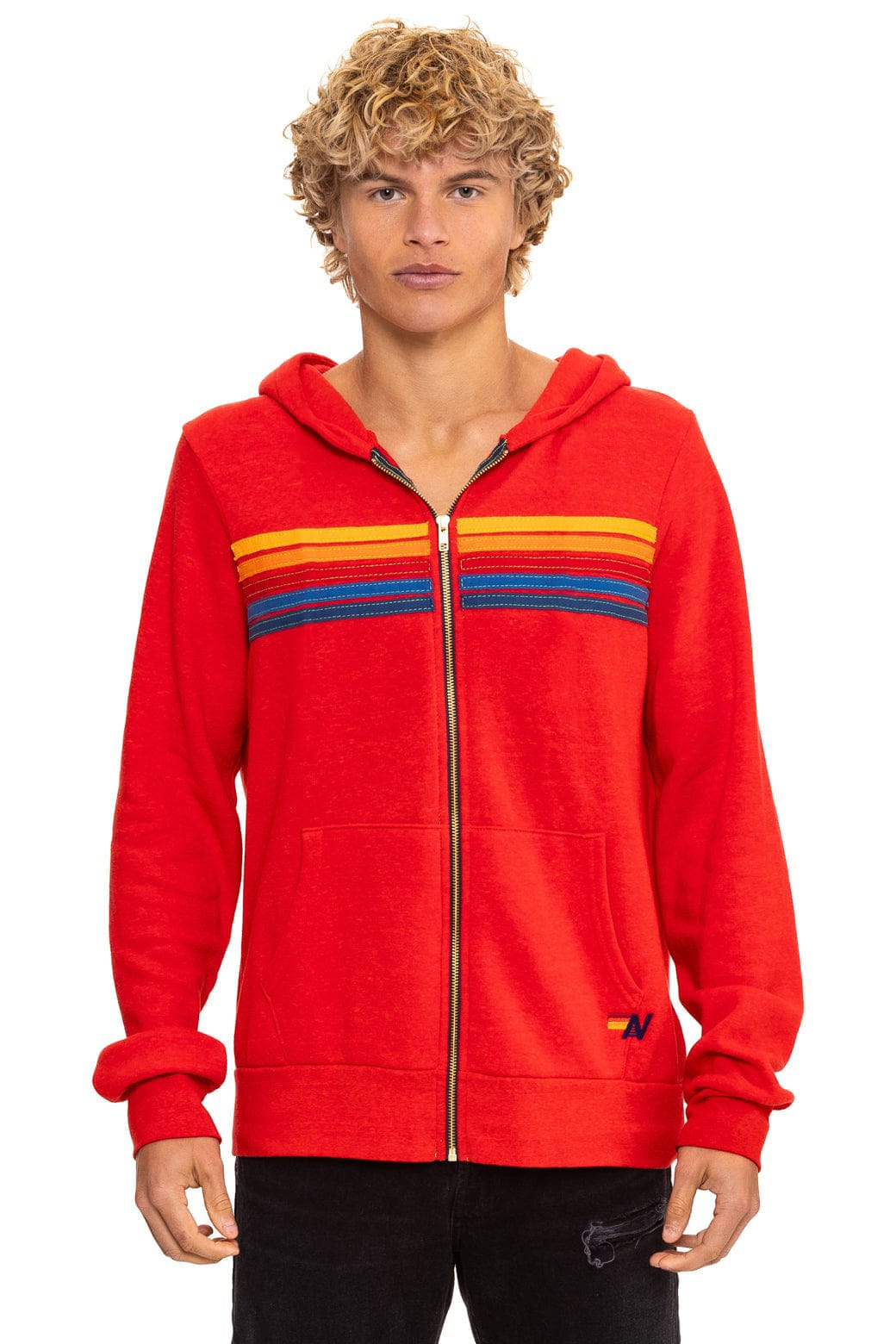 Classic 5 STRIPE HOODIE - RED
