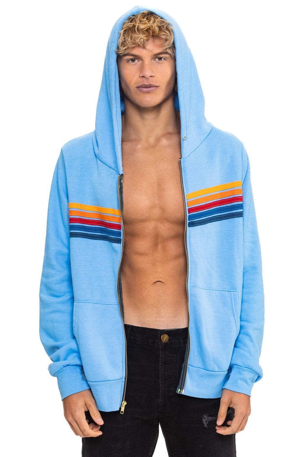 Classic 5 STRIPE HOODIE - SKY