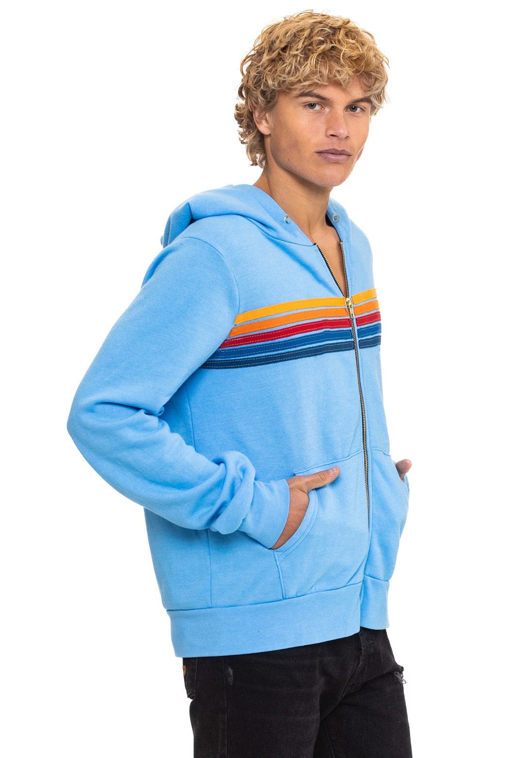 Classic 5 STRIPE HOODIE - SKY