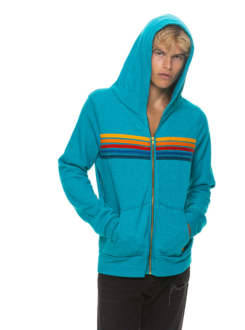 Classic 5 STRIPE HOODIE - TEAL