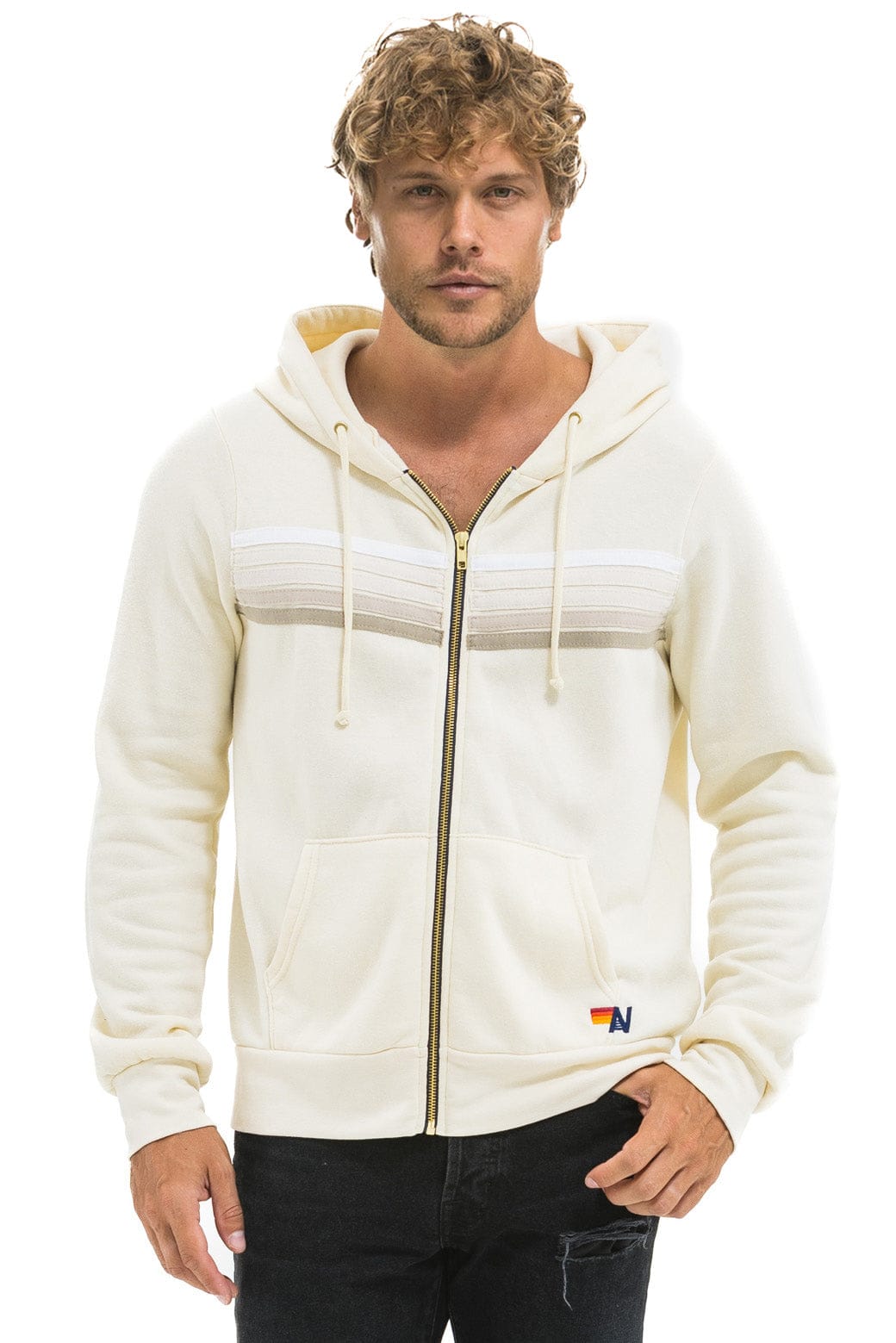 Classic 5 STRIPE HOODIE - VINTAGE WHITE WHITE GREY
