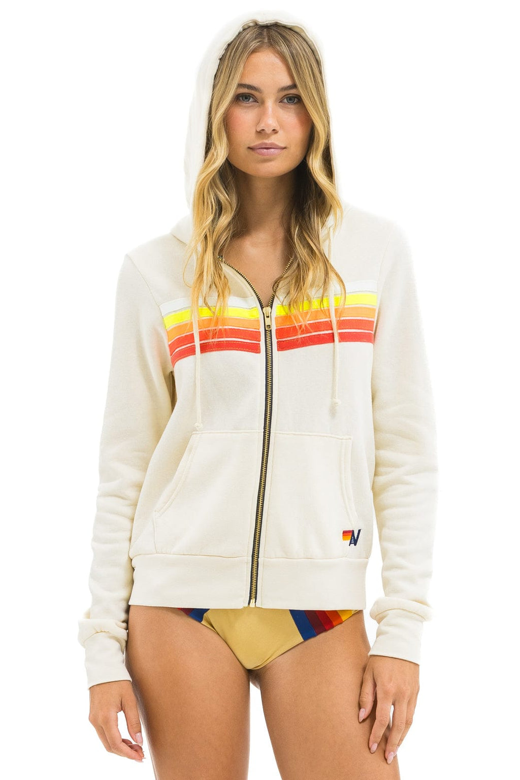 Classic 5 STRIPE HOODIE - VINTAGE WHITE WHITE NEON