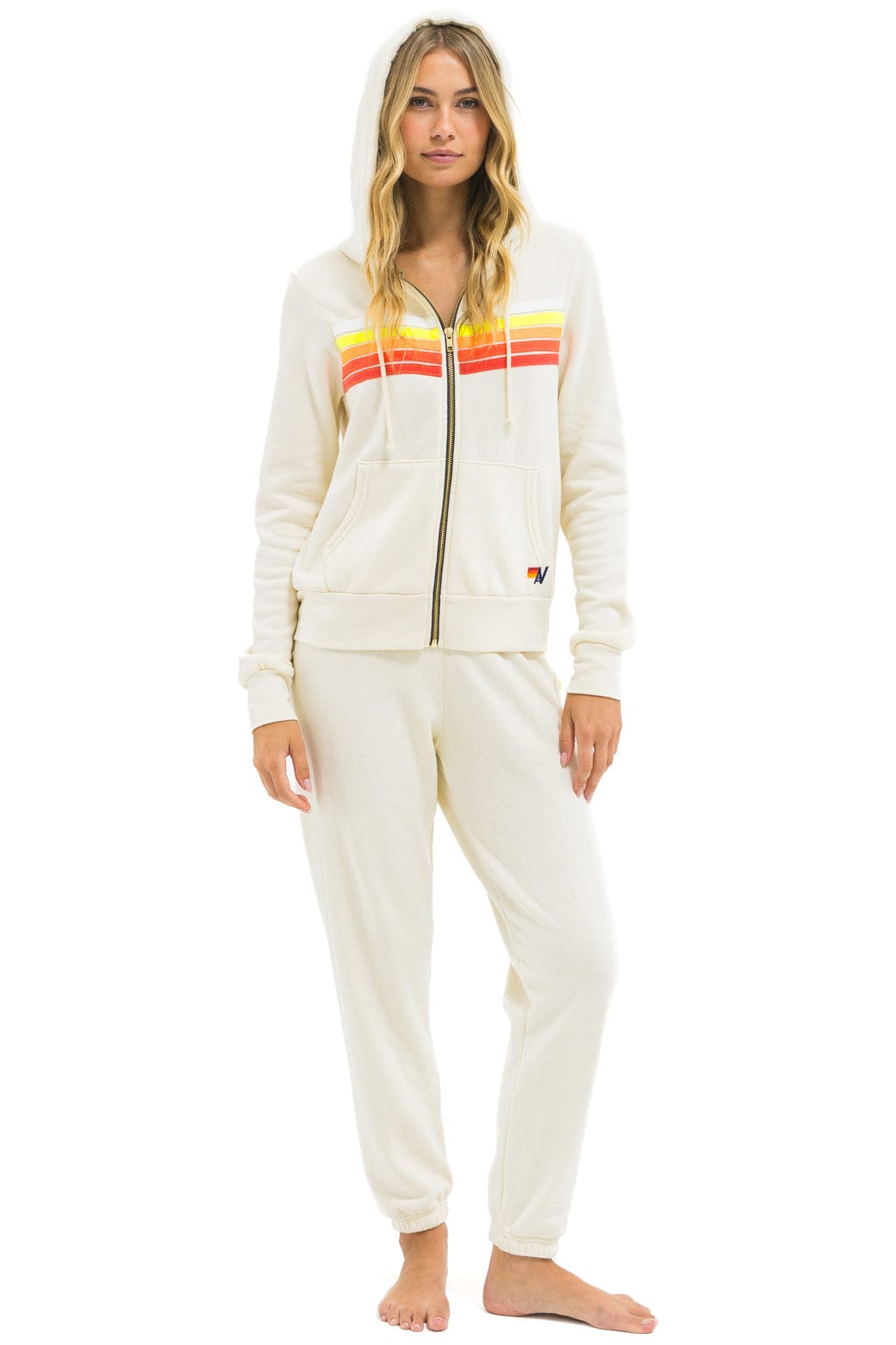 Classic 5 STRIPE HOODIE - VINTAGE WHITE WHITE NEON