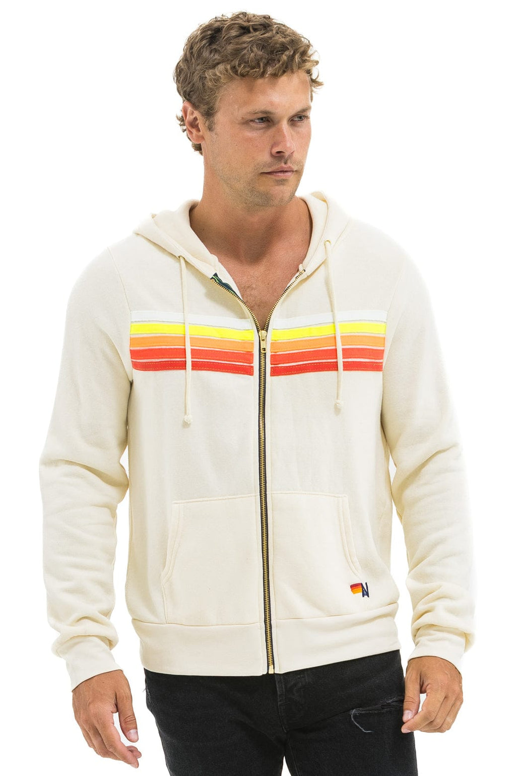Classic 5 STRIPE HOODIE - VINTAGE WHITE WHITE NEON