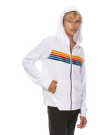Classic 5 STRIPE HOODIE - WHITE