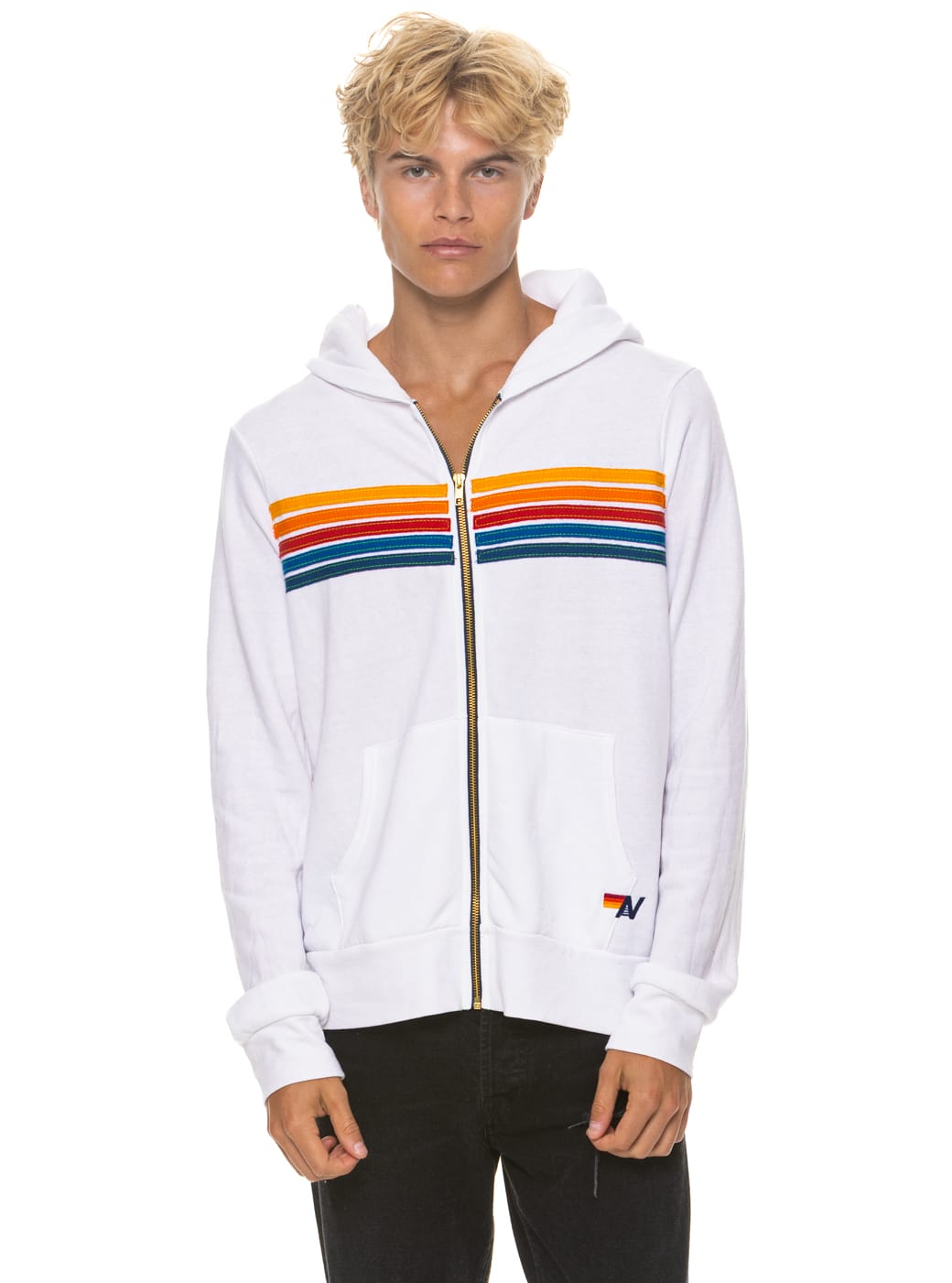 Classic 5 STRIPE HOODIE - WHITE