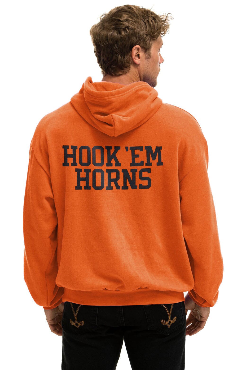 Classic UNIVERSITY OF TEXAS CIRCLE PRINT PULLOVER HOODIE RELAXED - BURNT ORANGE