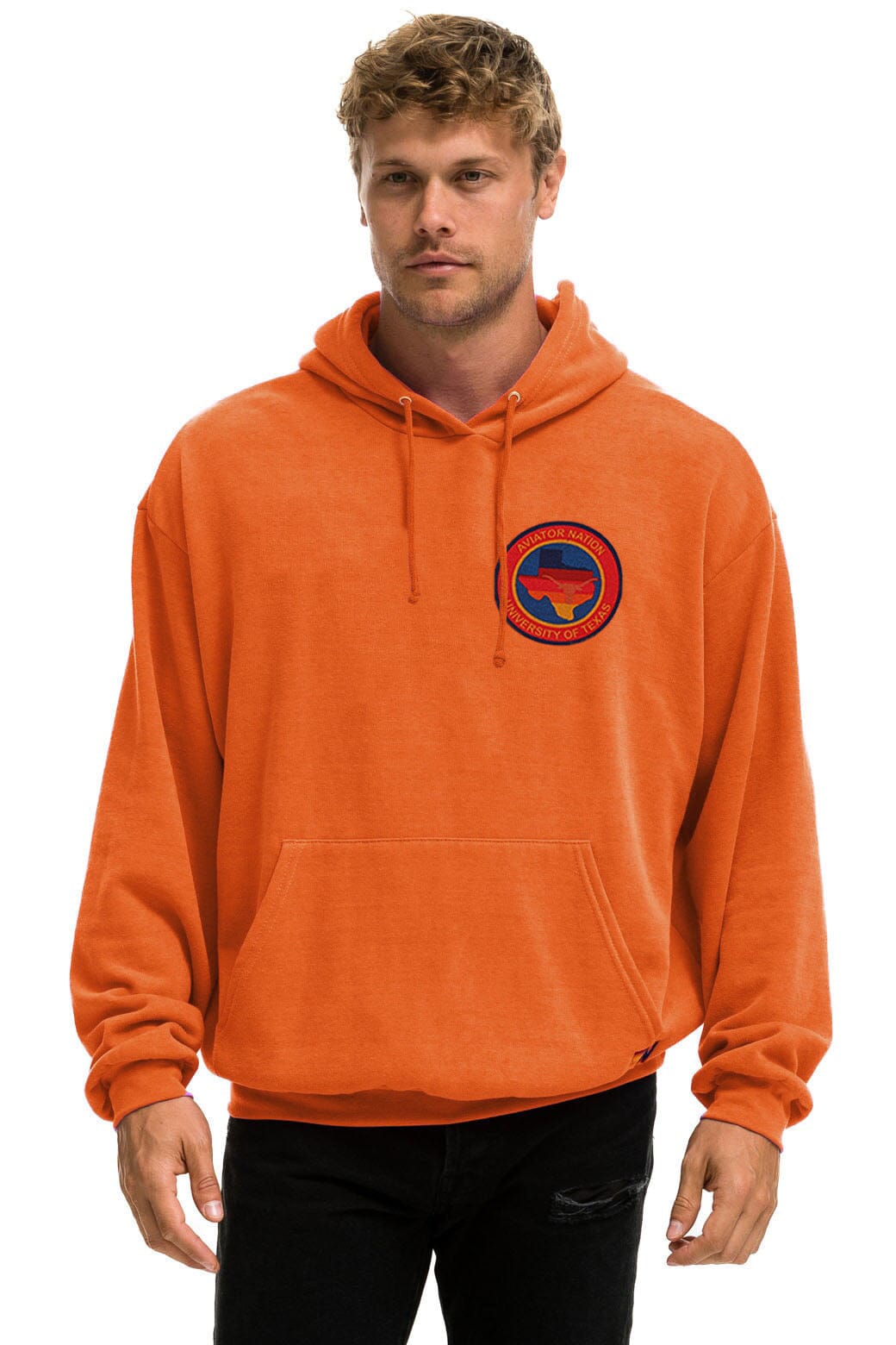 Classic UNIVERSITY OF TEXAS CIRCLE PRINT PULLOVER HOODIE RELAXED - BURNT ORANGE