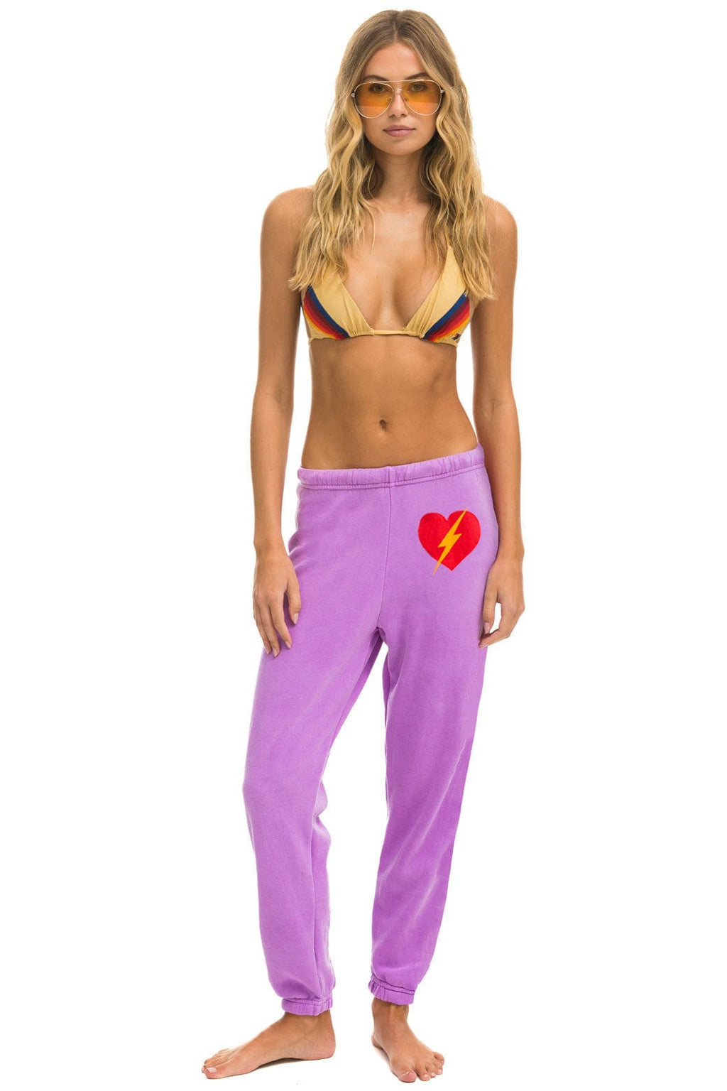 Classic BOLT HEART SWEATPANTS - NEON PURPLE