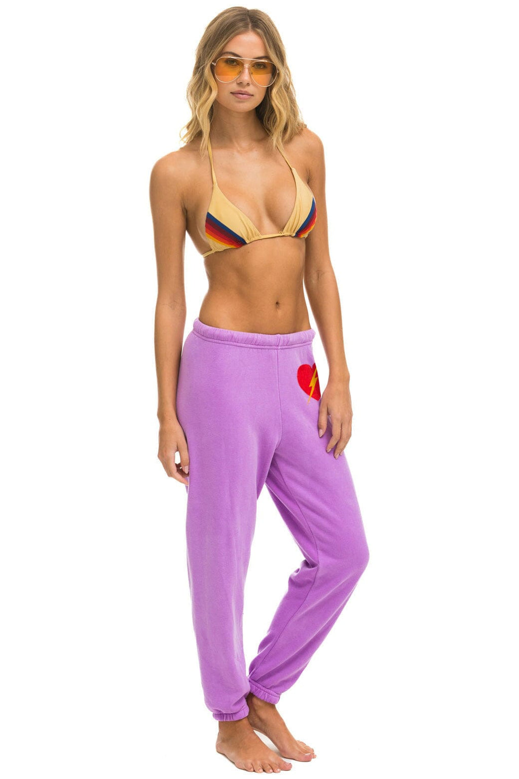 Classic BOLT HEART SWEATPANTS - NEON PURPLE