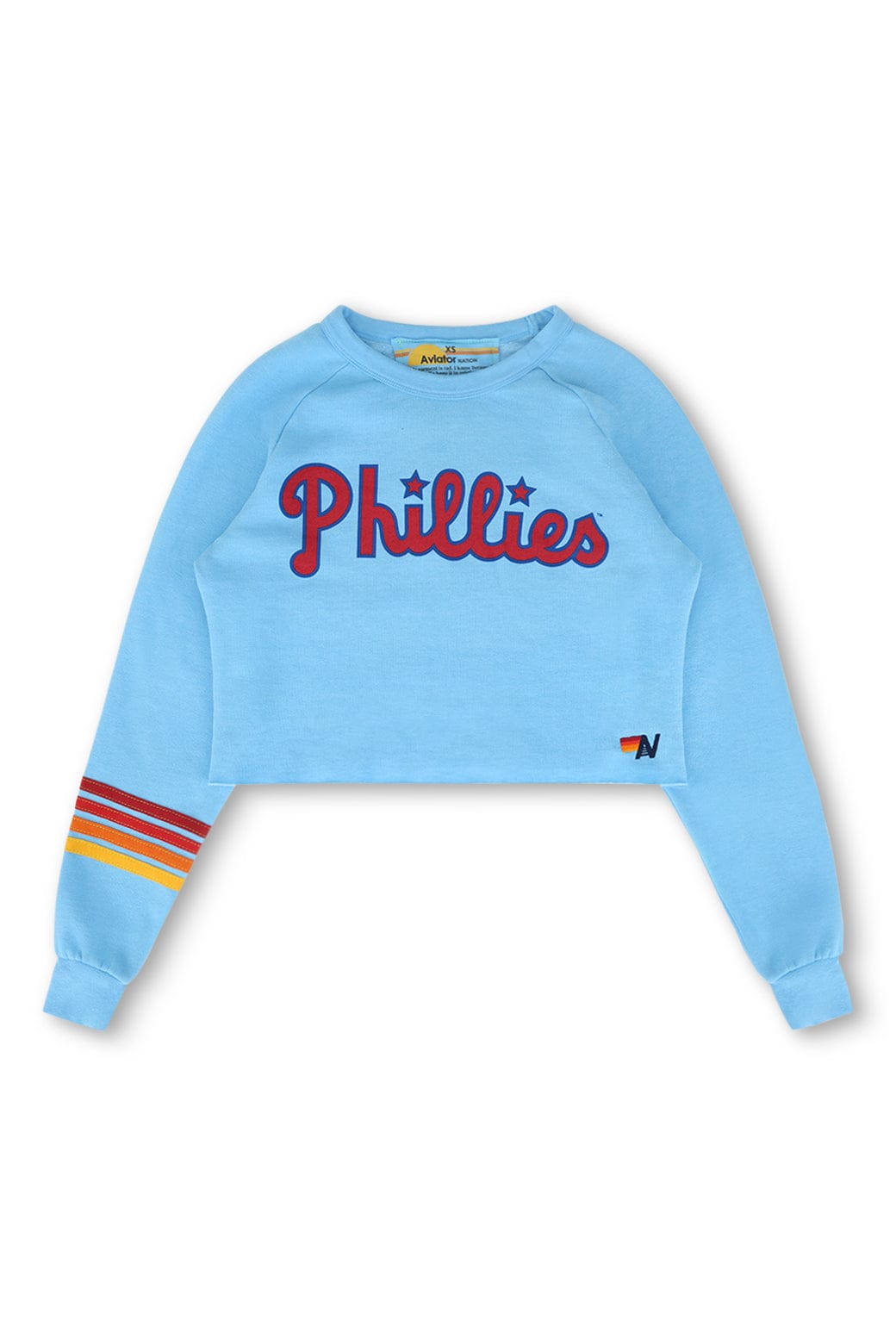 Classic PHILLIES RUGBY STITCH CROPPED CREW SWEATSHIRT - SKY