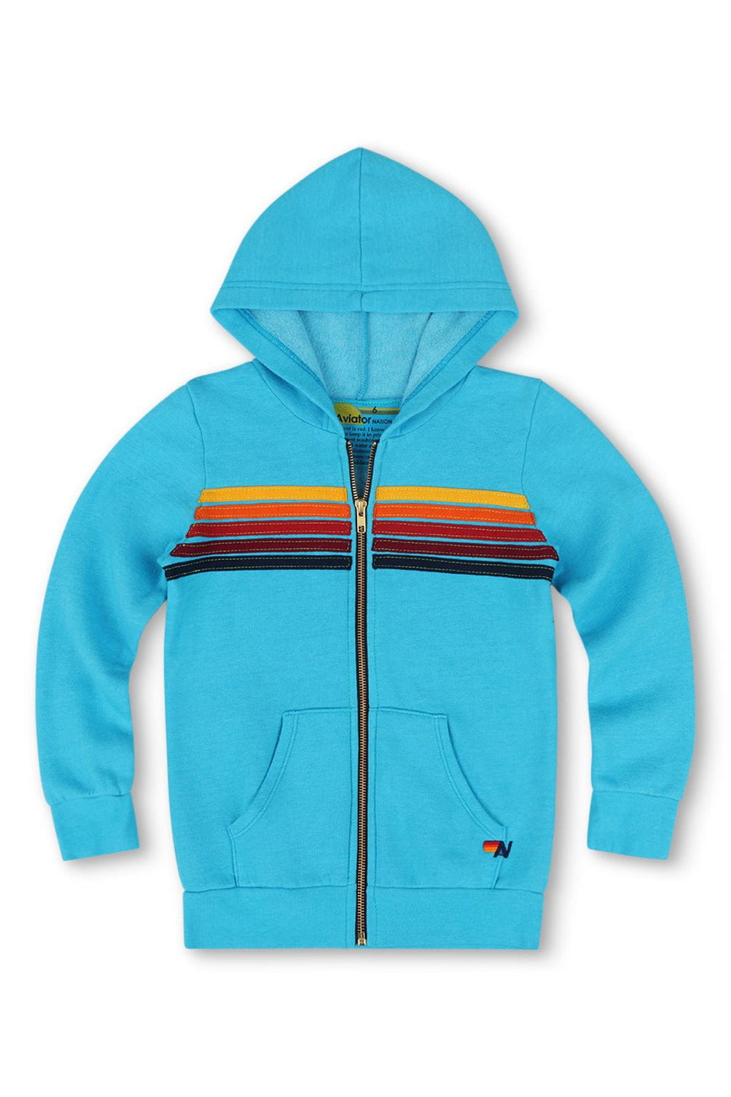 Classic KIDS 5 STRIPE HOODIE - NEON BLUE