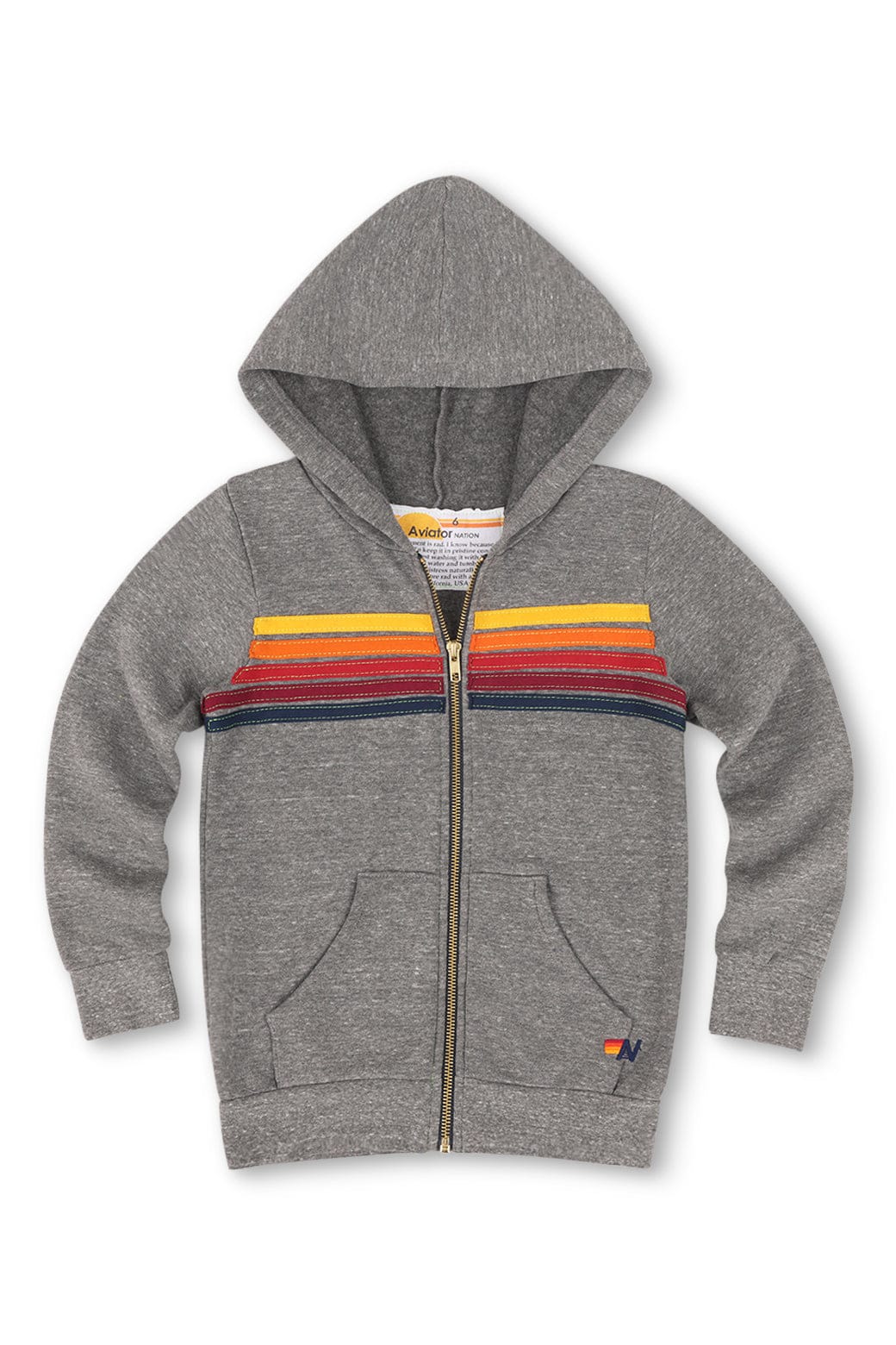 Classic KIDS 5 STRIPE HOODIE - HEATHER GREY