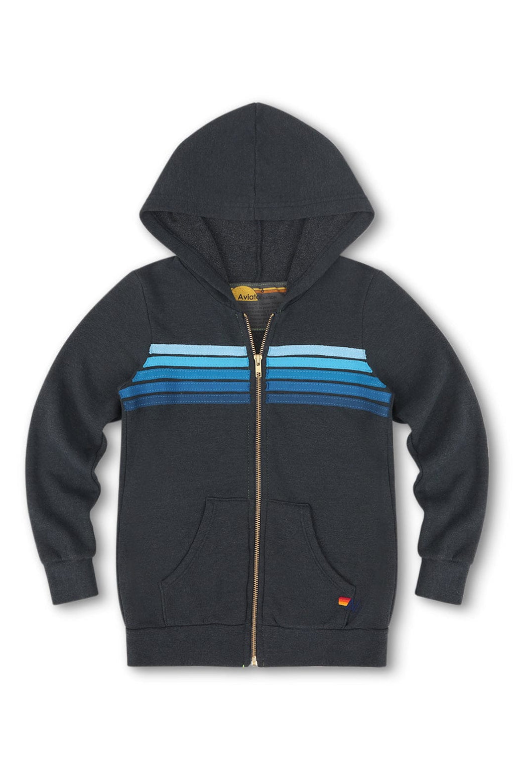 Classic KIDS 5 STRIPE HOODIE - CHARCOAL BLUE