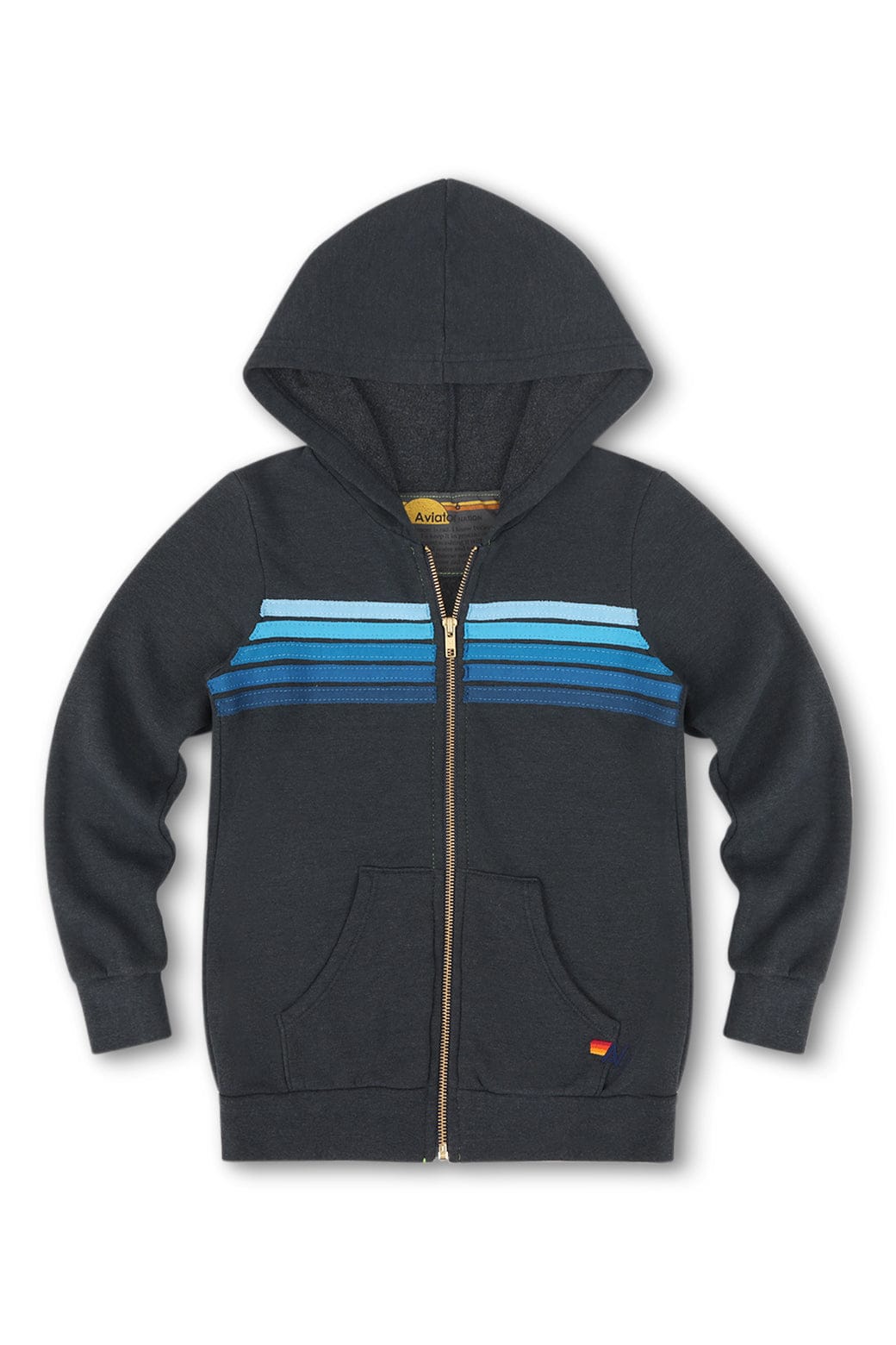 Classic KIDS 5 STRIPE HOODIE - CHARCOAL BLUE