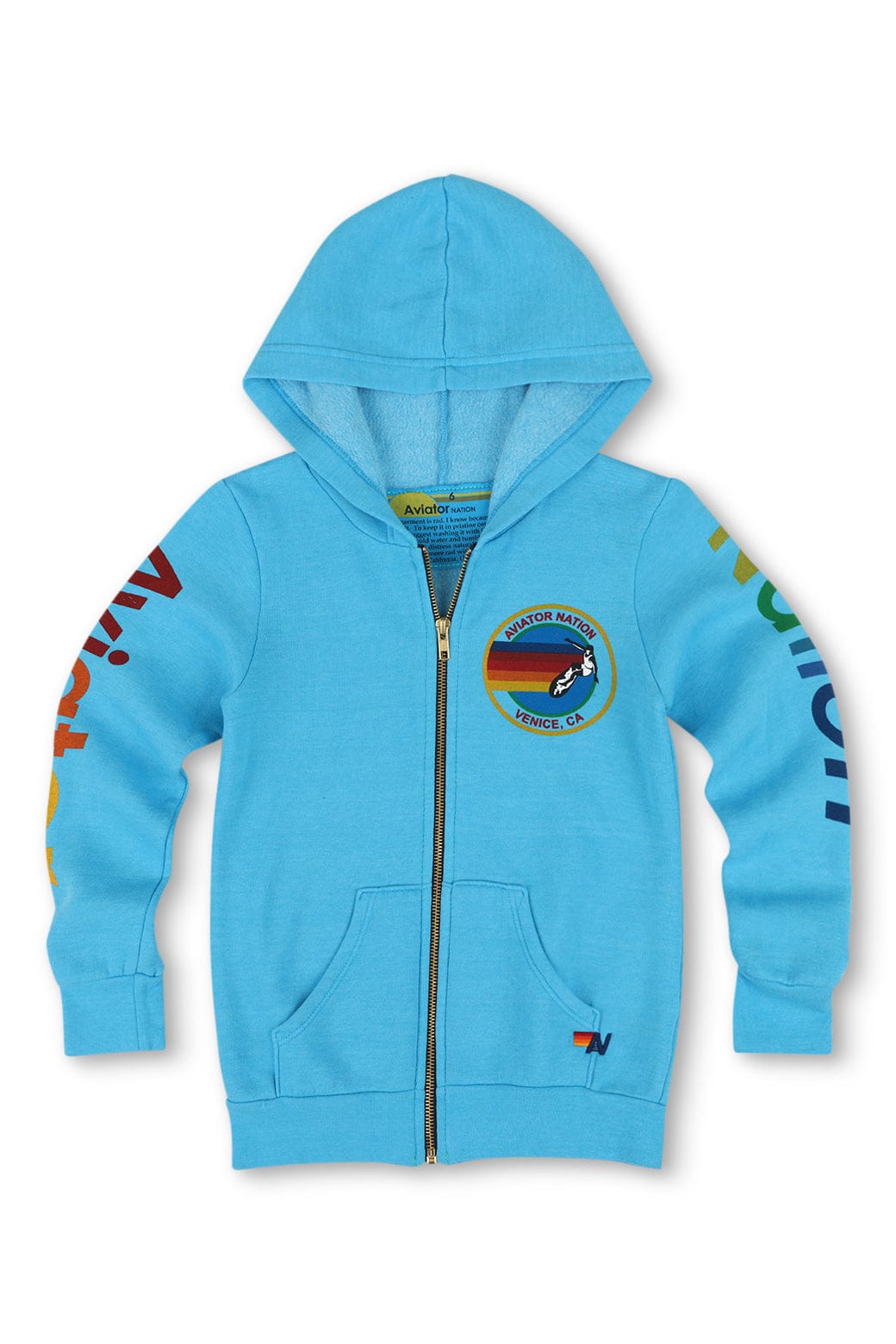 Classic KIDS AVIATOR NATION VENICE ZIP HOODIE - NEON BLUE