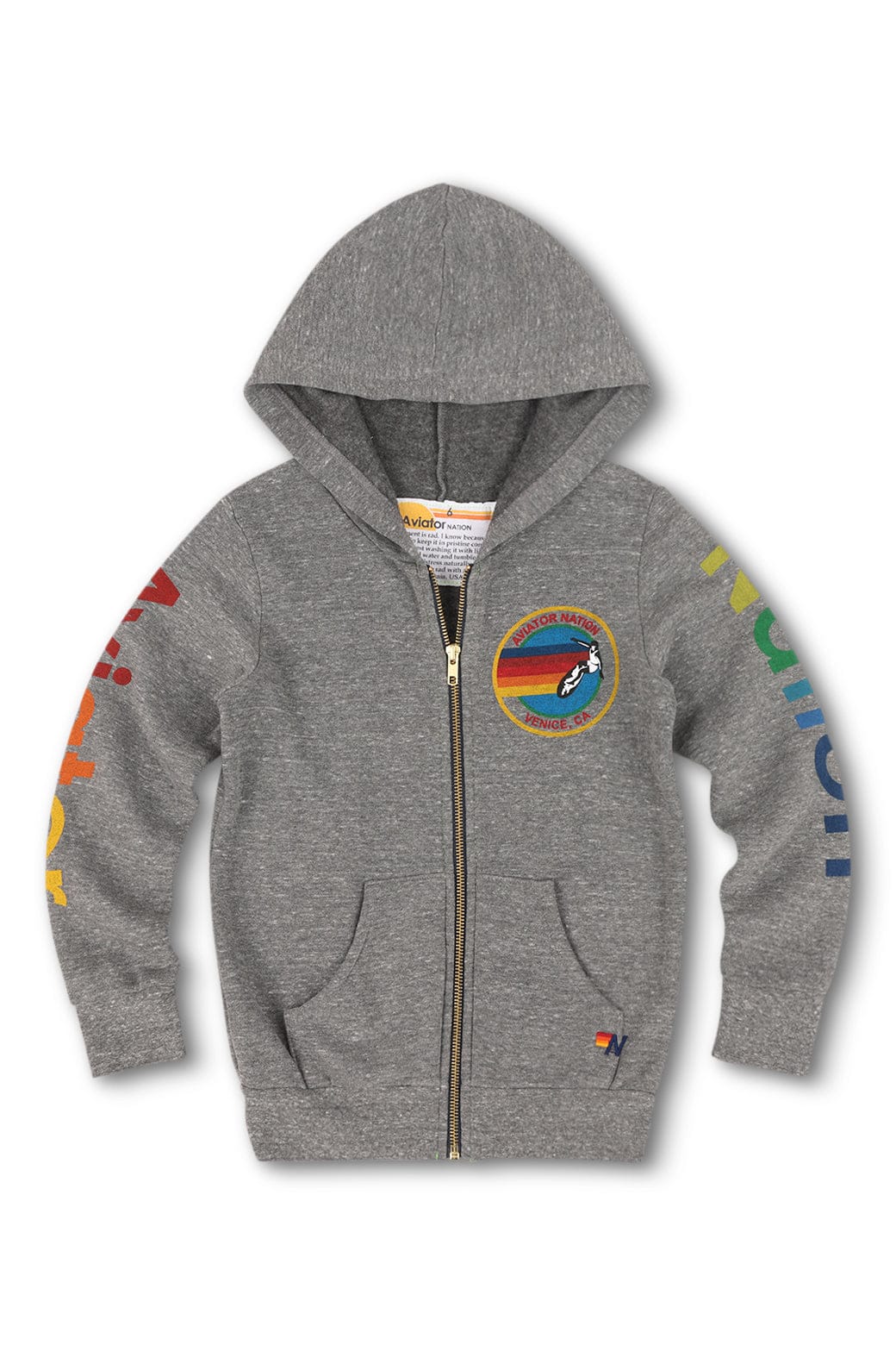 Classic KIDS AVIATOR NATION VENICE ZIP HOODIE - HEATHER GREY