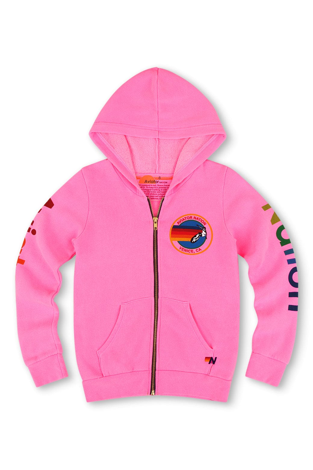 Classic KIDS AVIATOR NATION VENICE ZIP HOODIE - NEON PINK