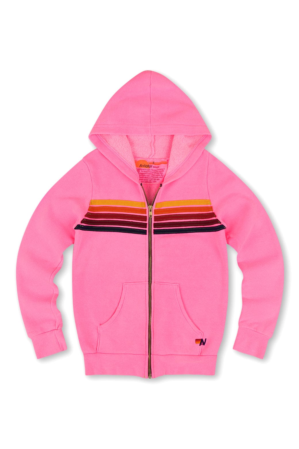 Classic KIDS 5 STRIPE HOODIE - NEON PINK