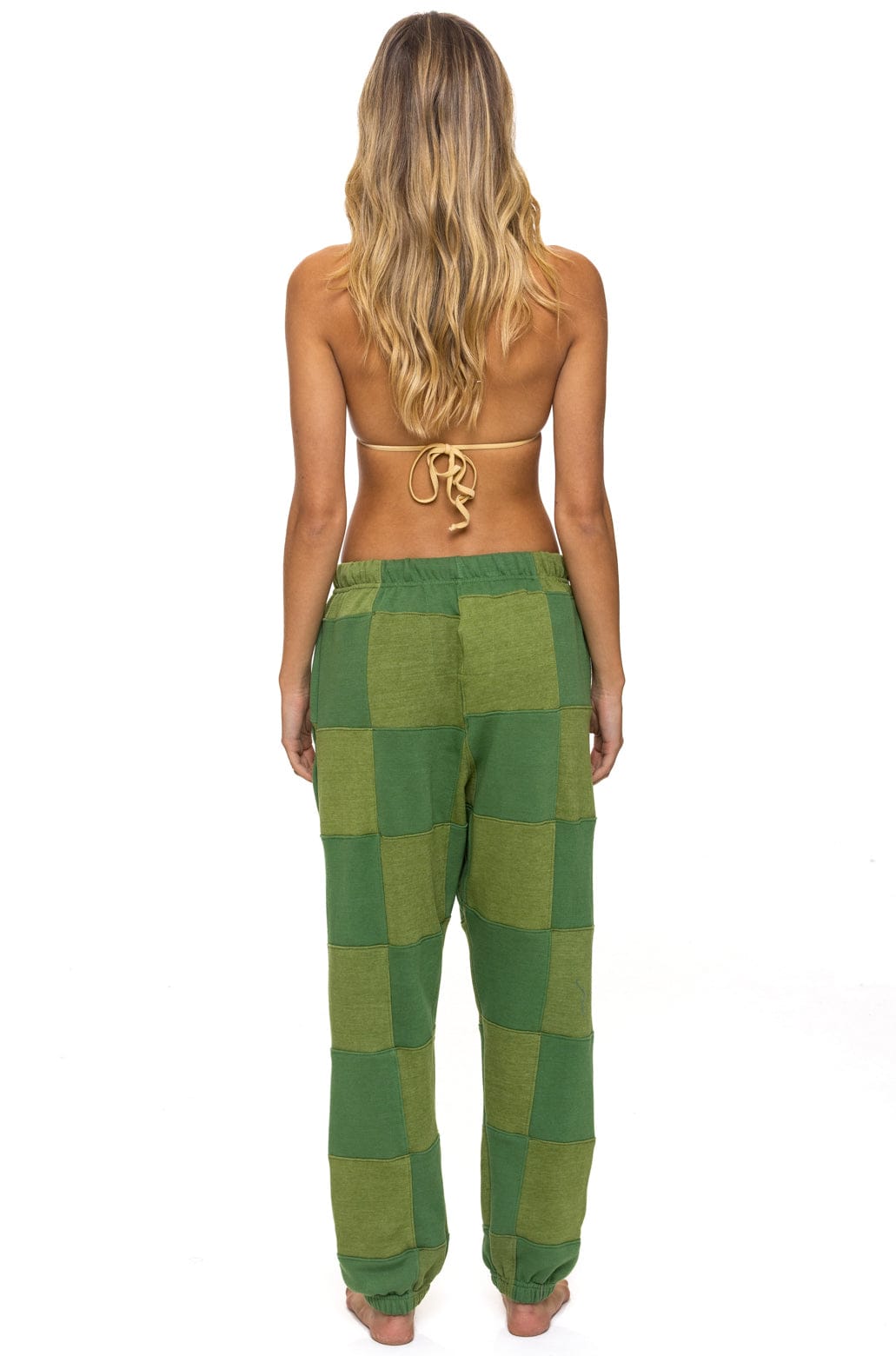 Classic CHECK QUILTED SWEATPANTS - JUNGLE GREEN PALM