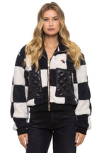 Classic TEDDY CHECKERBOARD WOMENS FULL ZIP JACKET - VINTAGE BLACK
