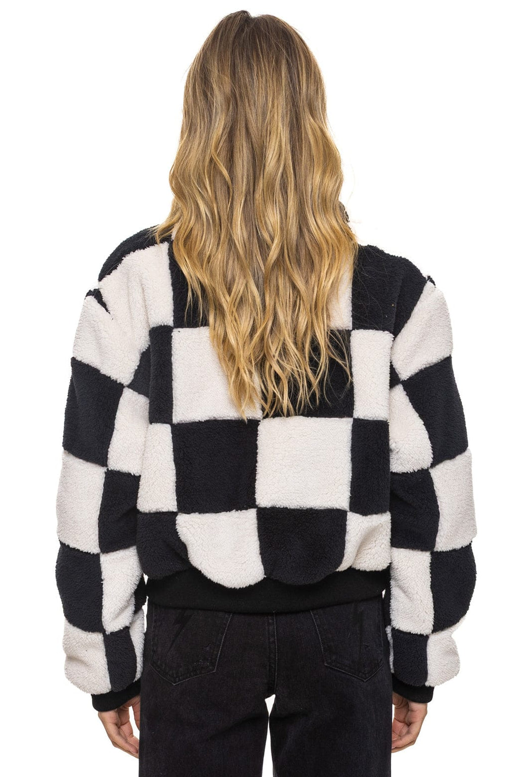 Classic TEDDY CHECKERBOARD WOMENS FULL ZIP JACKET - VINTAGE BLACK
