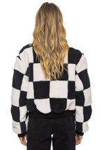 Classic TEDDY CHECKERBOARD WOMENS FULL ZIP JACKET - VINTAGE BLACK