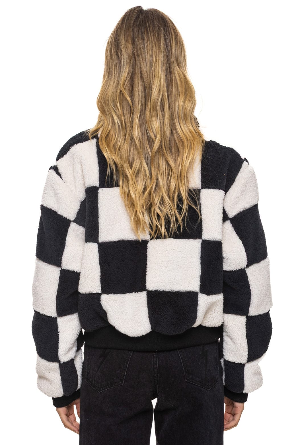 Classic TEDDY CHECKERBOARD WOMENS FULL ZIP JACKET - VINTAGE BLACK