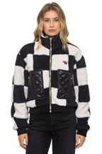 Classic TEDDY CHECKERBOARD WOMENS FULL ZIP JACKET - VINTAGE BLACK