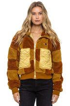 Classic TEDDY CHECKERBOARD WOMENS FULL ZIP JACKET - HONEY WHISKEY
