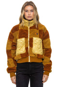 Classic TEDDY CHECKERBOARD WOMENS FULL ZIP JACKET - HONEY WHISKEY