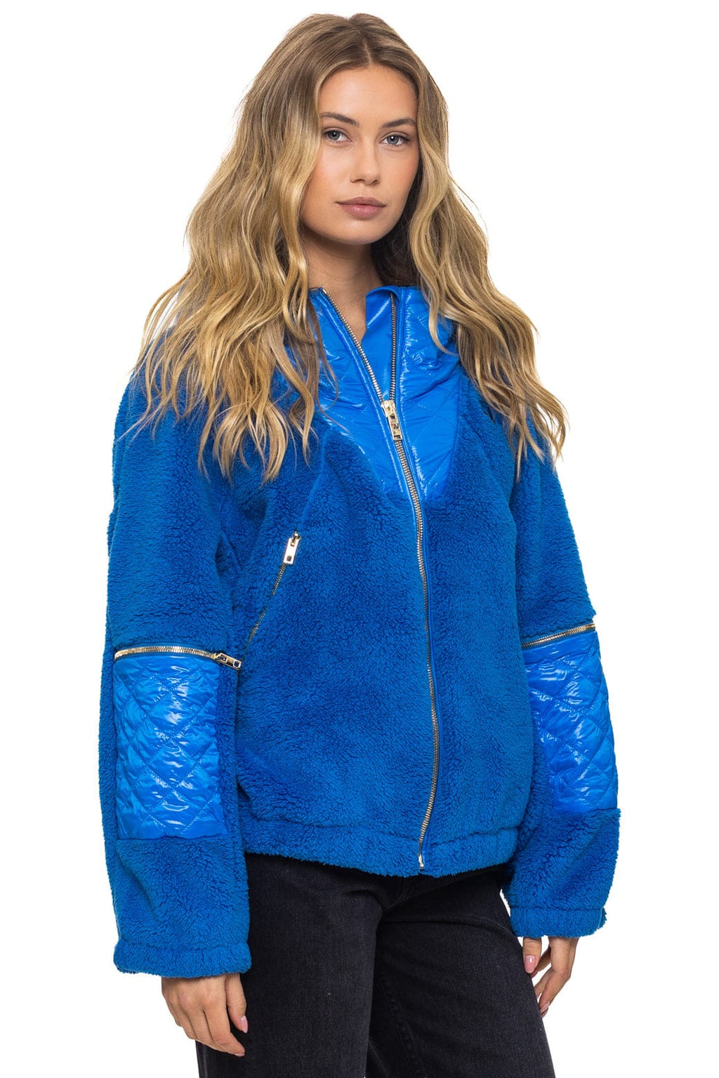 Classic TEDDY UNISEX OVERSIZED HOODED FULL ZIP JACKET - BLUE CINA