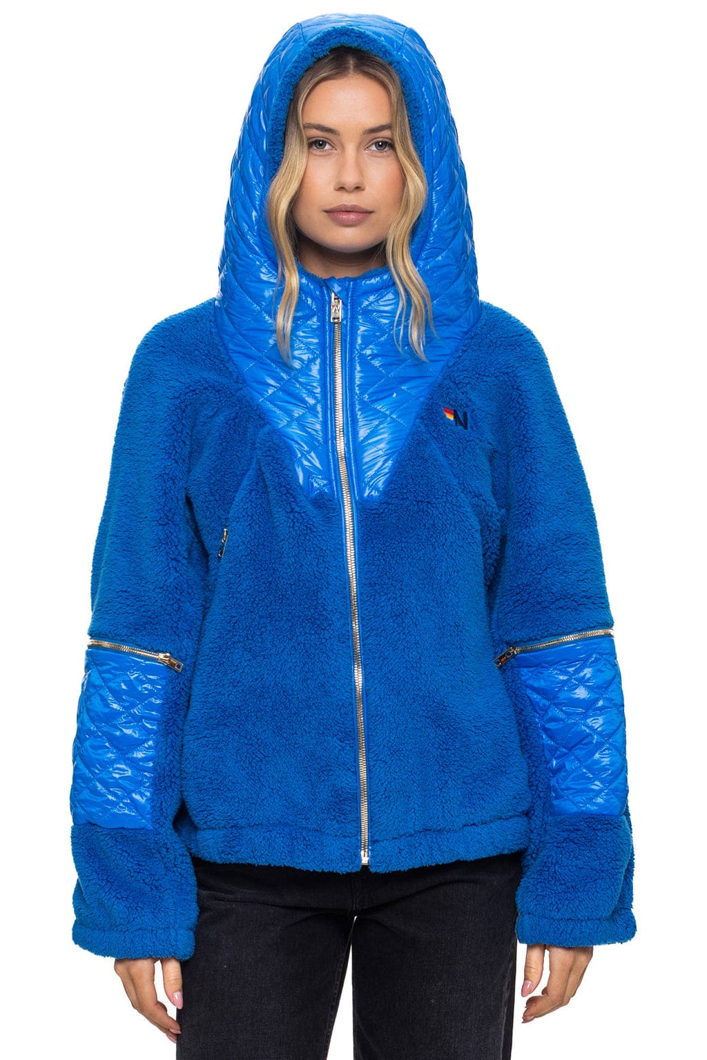Classic TEDDY UNISEX OVERSIZED HOODED FULL ZIP JACKET - BLUE CINA