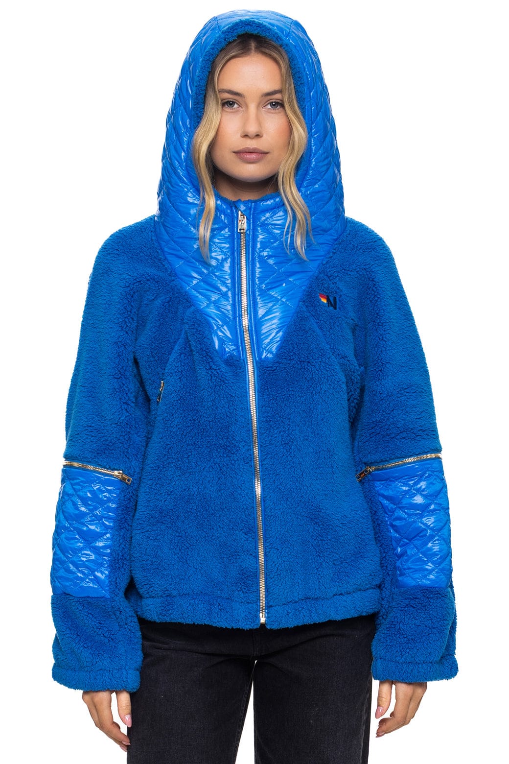 Classic TEDDY UNISEX OVERSIZED HOODED FULL ZIP JACKET - BLUE CINA