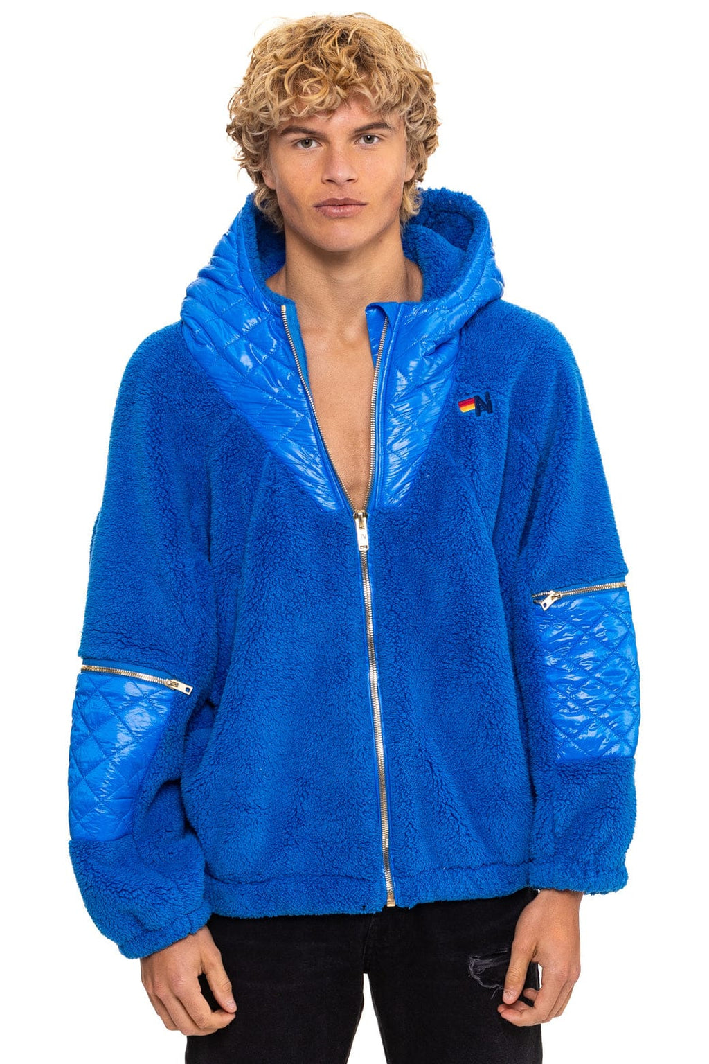 Classic TEDDY UNISEX OVERSIZED HOODED FULL ZIP JACKET - BLUE CINA