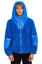 Classic TEDDY UNISEX OVERSIZED HOODED FULL ZIP JACKET - BLUE CINA