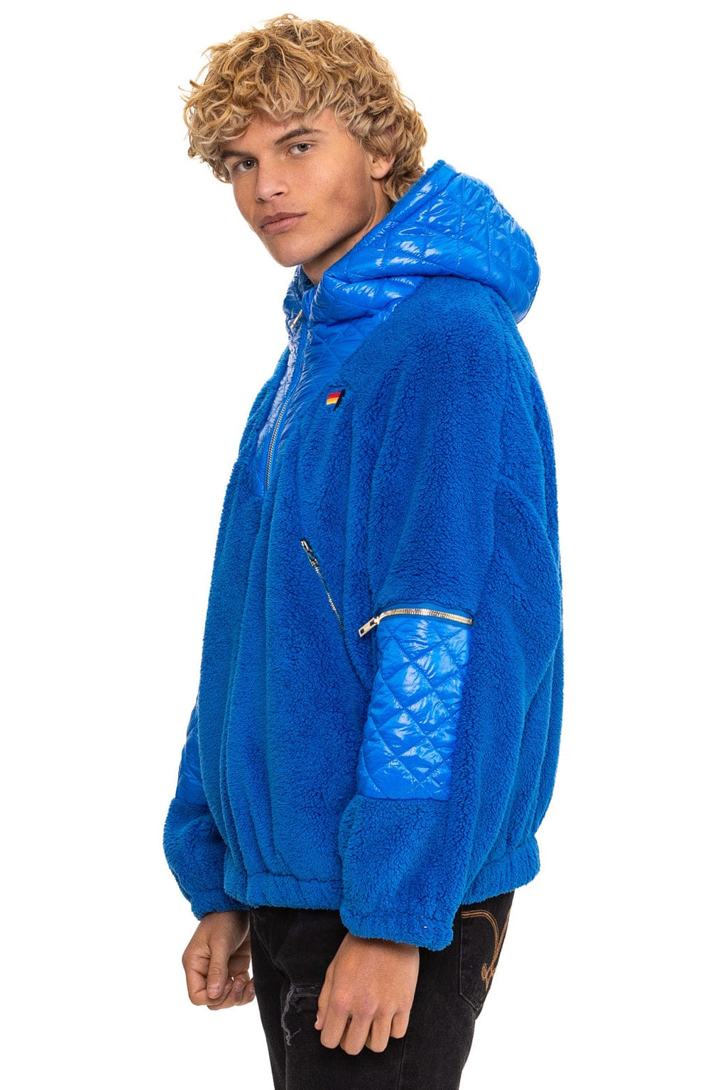 Classic TEDDY UNISEX OVERSIZED HOODED FULL ZIP JACKET - BLUE CINA