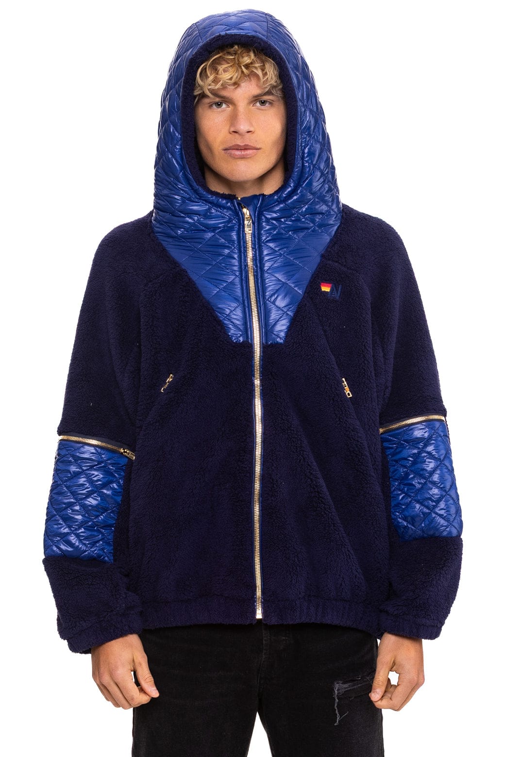 Classic TEDDY UNISEX OVERSIZED HOODED FULL ZIP JACKET - NAVY