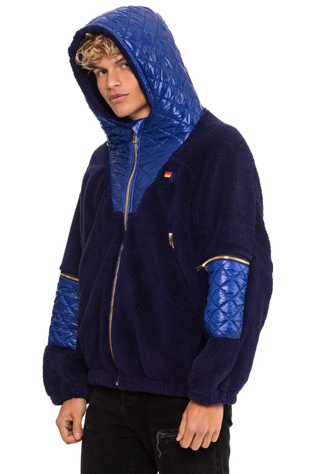 Classic TEDDY UNISEX OVERSIZED HOODED FULL ZIP JACKET - NAVY