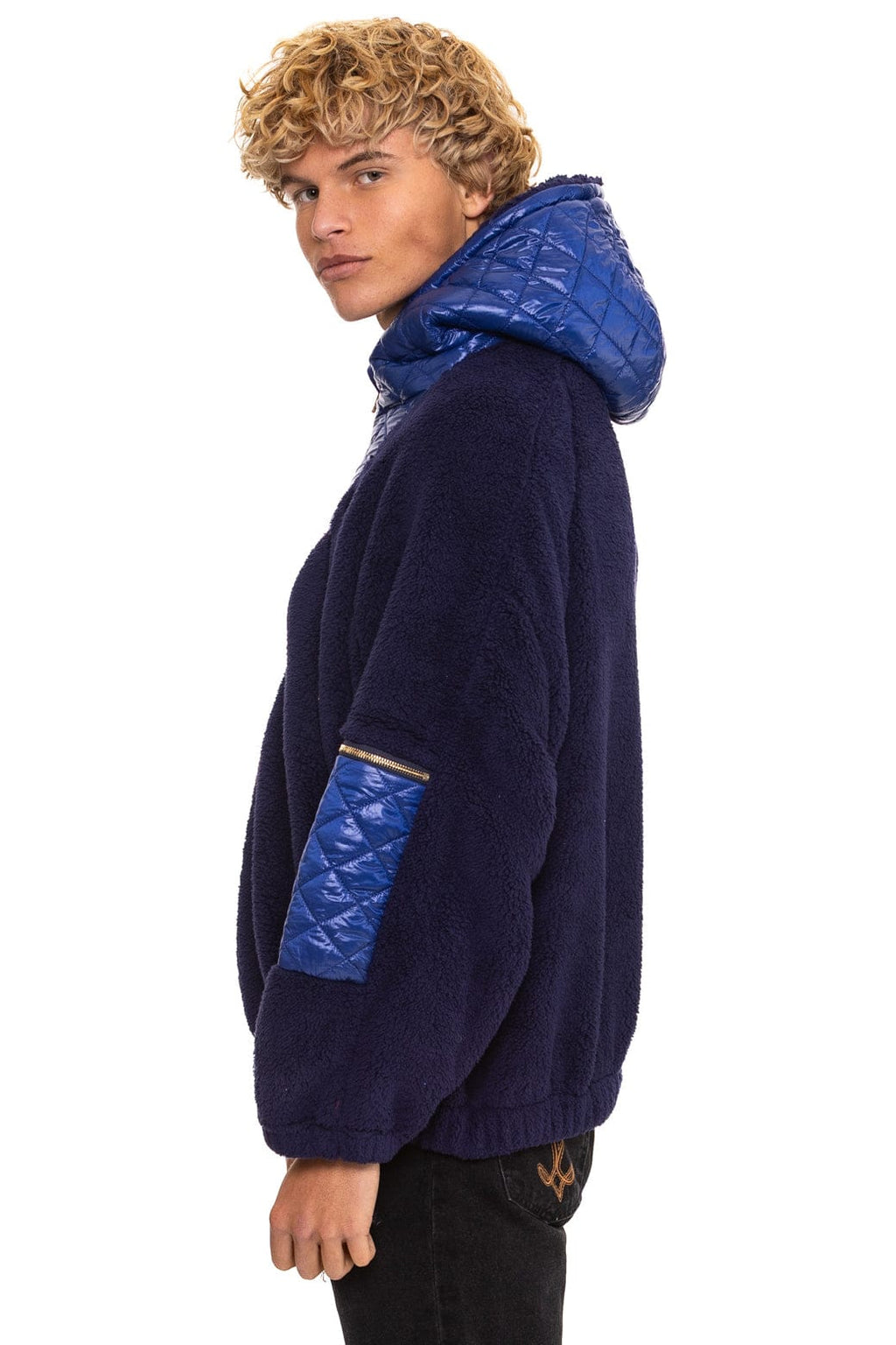Classic TEDDY UNISEX OVERSIZED HOODED FULL ZIP JACKET - NAVY