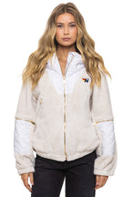 Classic TEDDY UNISEX OVERSIZED HOODED FULL ZIP JACKET - VINTAGE WHITE