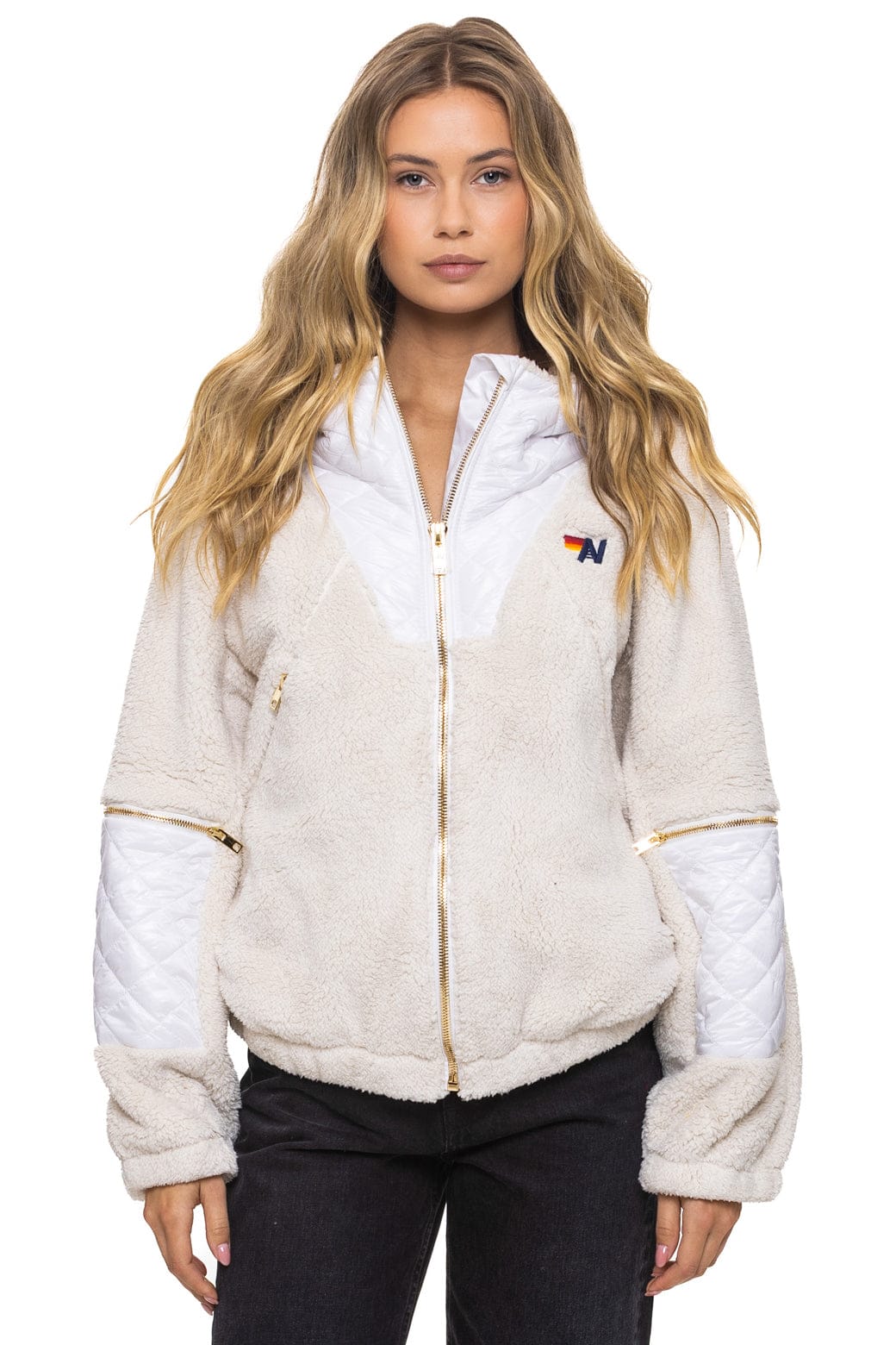 Classic TEDDY UNISEX OVERSIZED HOODED FULL ZIP JACKET - VINTAGE WHITE